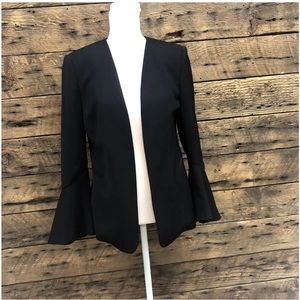 Vince Camuto Black Collarless Open Blazer with Ruffle Sleeve 4